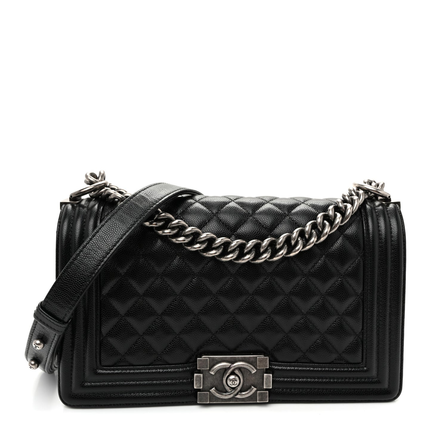 Caviar Quilted Medium Boy Flap Black