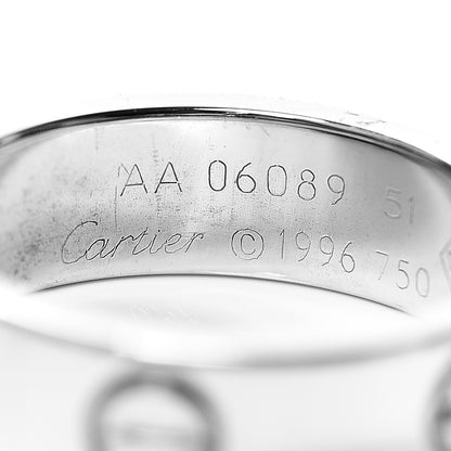 Cartier 18K White Gold 5.5mm LOVE Ring 51 5.75 3 of 3