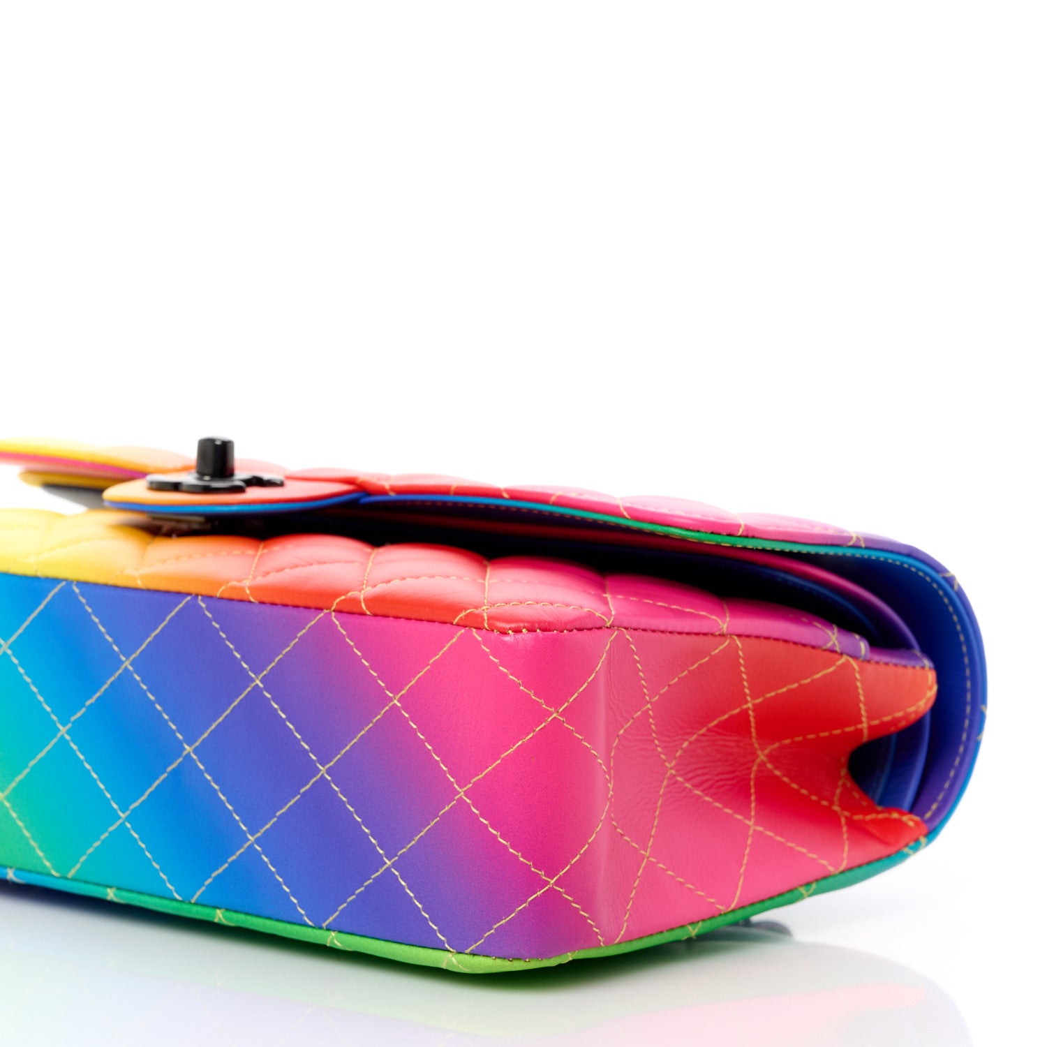 Chanel Calfskin Quilted Medium Rainbow Double Flap Multicolor 11 of 12