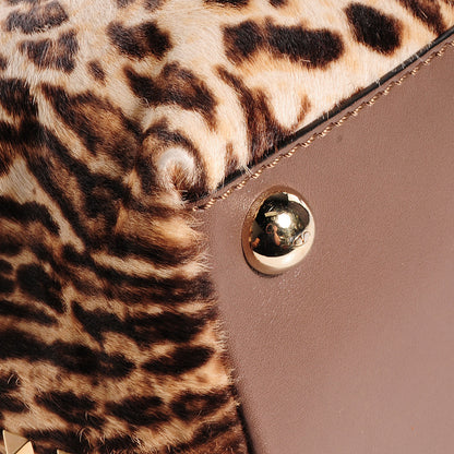 Valentino Garavani Calf Hair Cavallino Animal Rockstud Dome Satchel Leopard 9 of 9