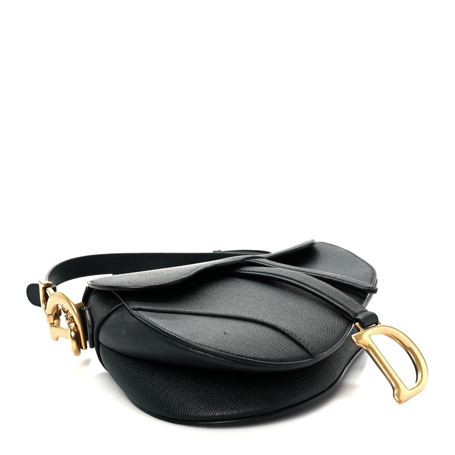 Christian Dior Grained Calfskin Saddle Bag With Strap Black 4 of 11