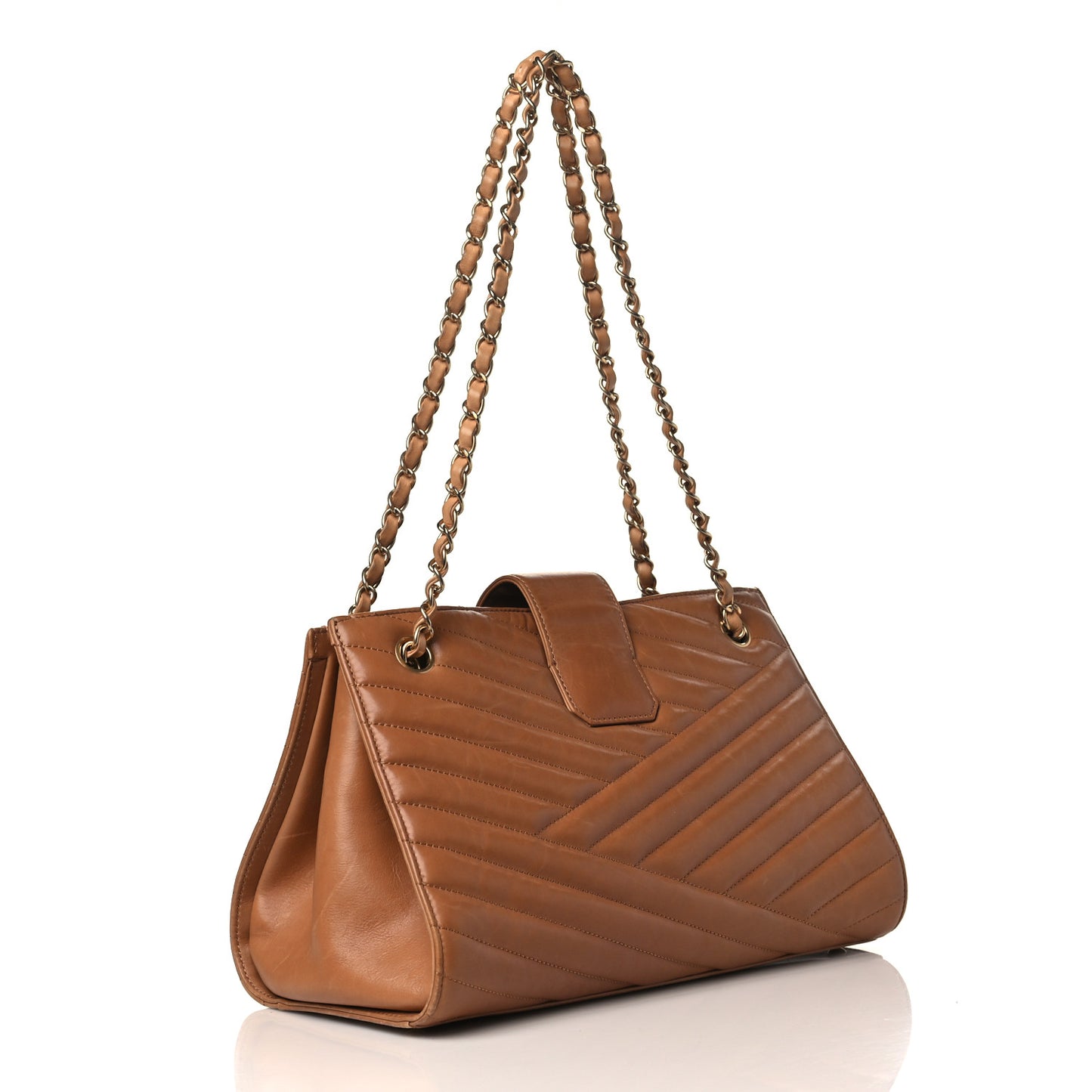 Calfskin Chevron Quilted Gabrielle Tote Beige