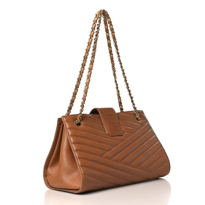 Chanel Calfskin Chevron Quilted Gabrielle Tote Beige 3 of 10