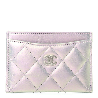 Chanel Iridescent Calfskin Quilted Card Holder Light Purple 1 of 8