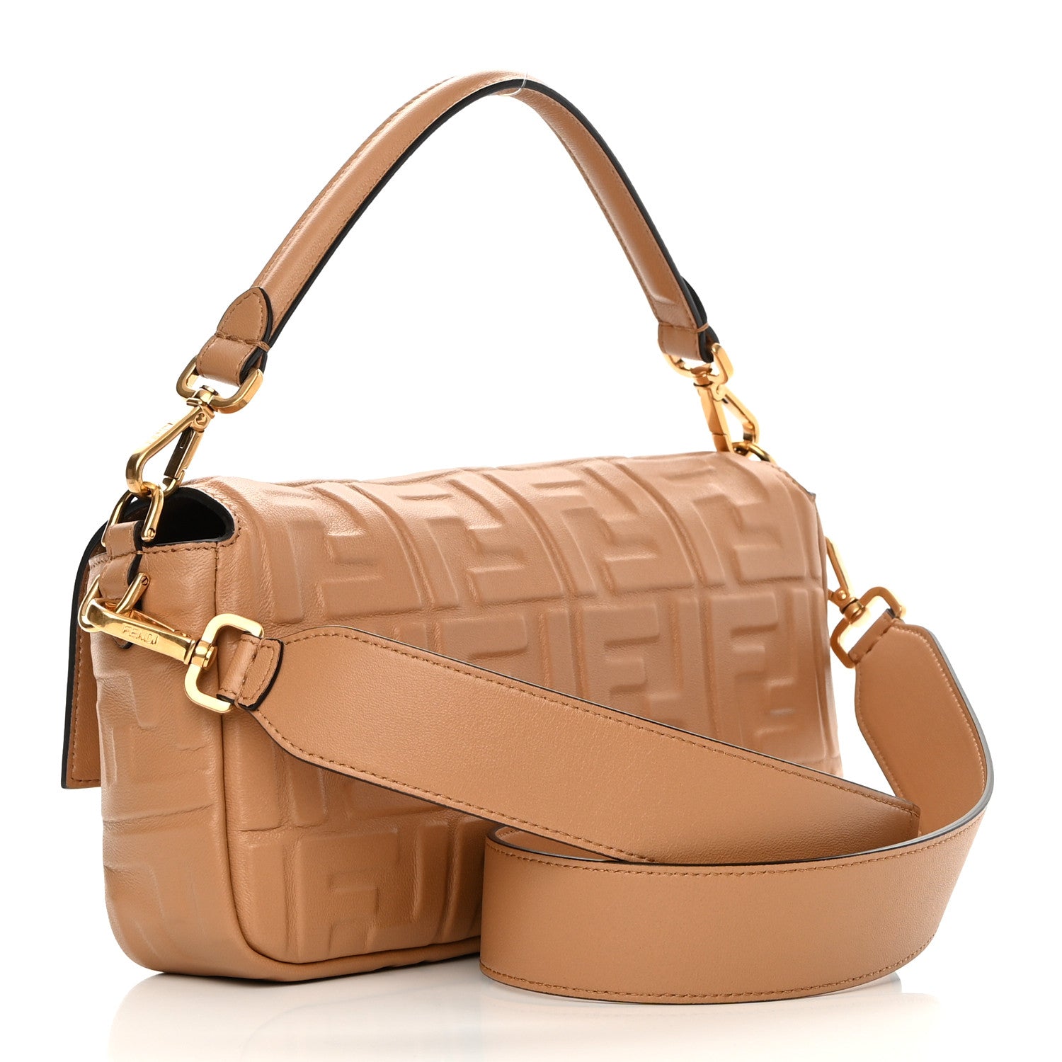 Fendi Nappa FF 1974 Embossed Baguette Miele Scuro 4 of 12