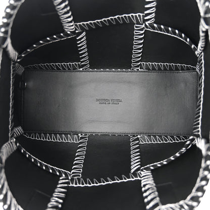 Bottega Veneta Nappa Maxi Intrecciato Overlock Stitched Small Arco Tote Black Silver 6 of 10