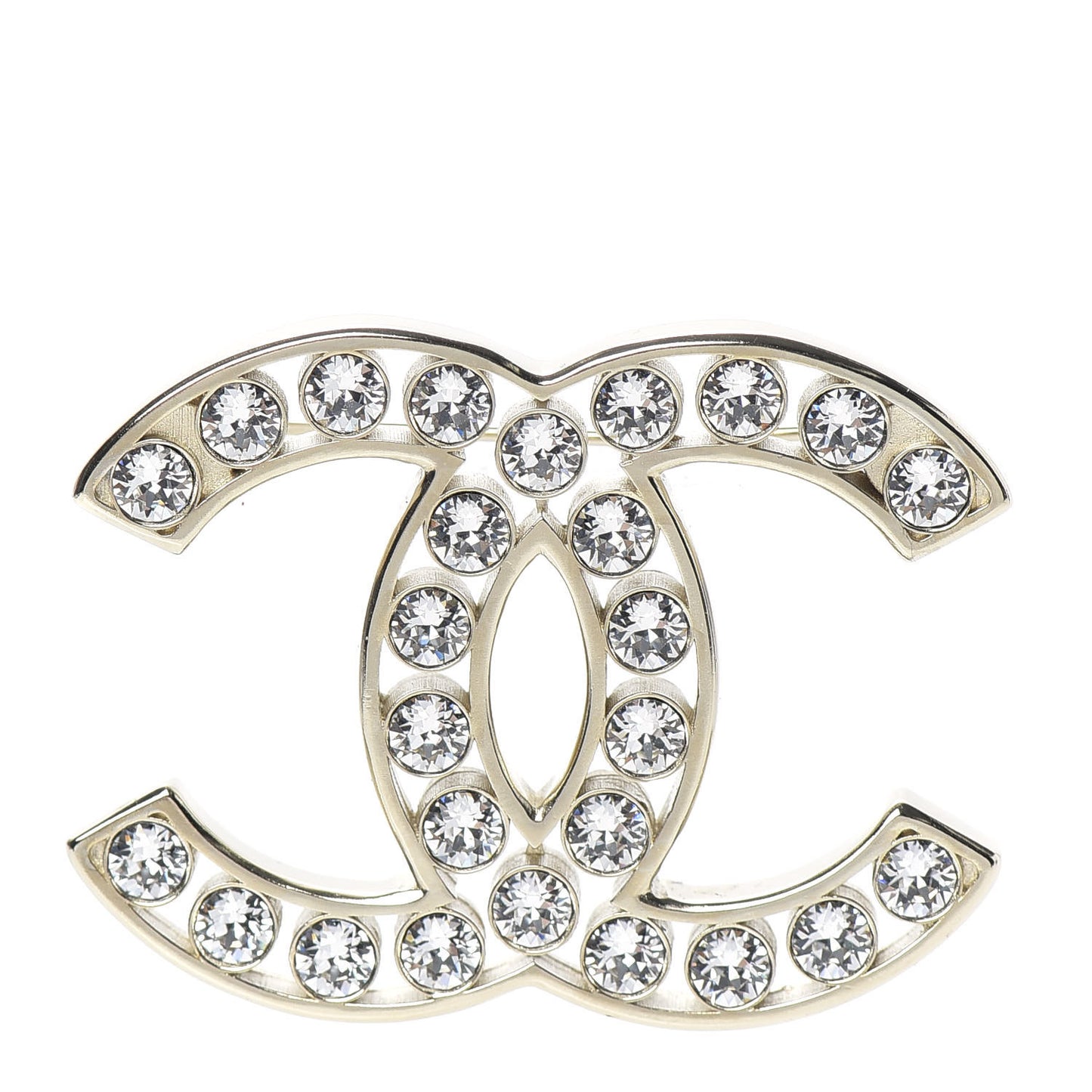 Crystal CC Brooch Light Gold