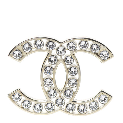 Chanel Crystal CC Brooch Light Gold 1 of 5