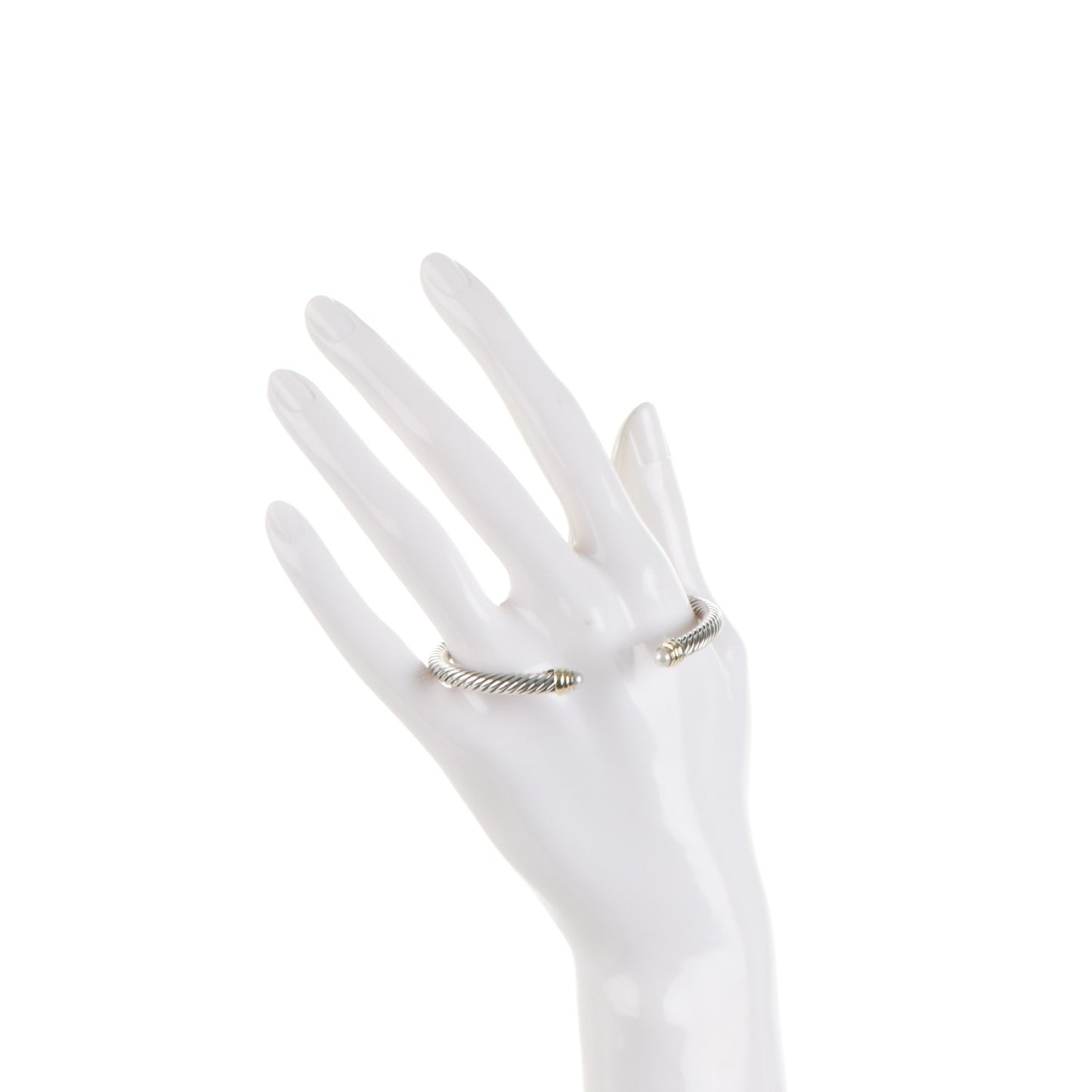 Sterling Silver 14K Yellow Gold Pearl 5mm Cable Classics Petite Color Bracelet