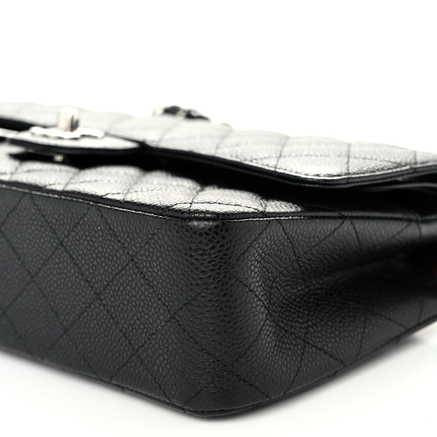 Caviar Quilted Medium Double Flap Black