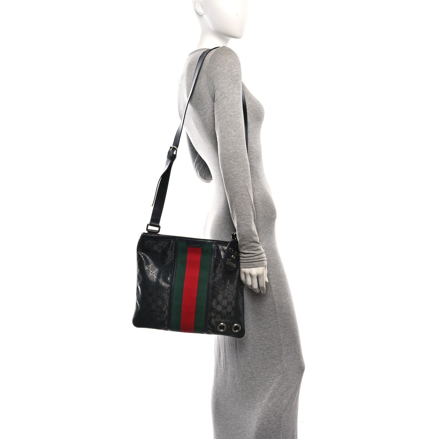 Gucci Imprime Monogram Web Medium 500 by Gucci Flat Messenger Bag Black 2 of 10