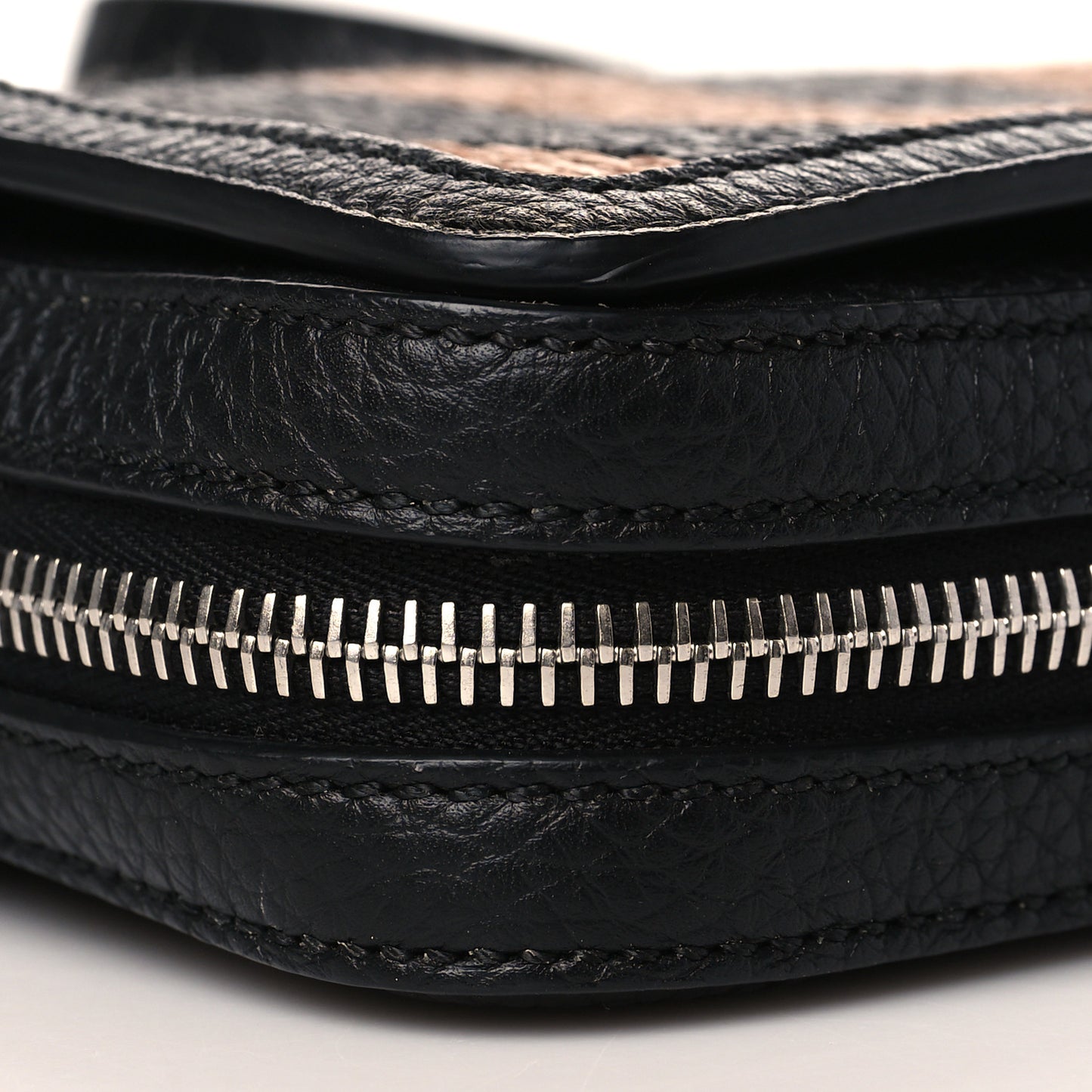 Raffia Calfskin Romano Pequin Mini Expandable Flap Bag Brown Black