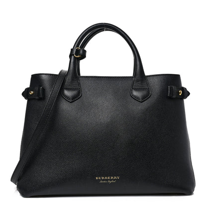 Burberry Grainy Calfskin House Check Medium Banner Tote Black 1 of 10