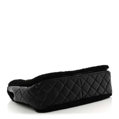 Chanel Shearling Lambskin Jumbo Chanel 100% Flap Black 3 of 11