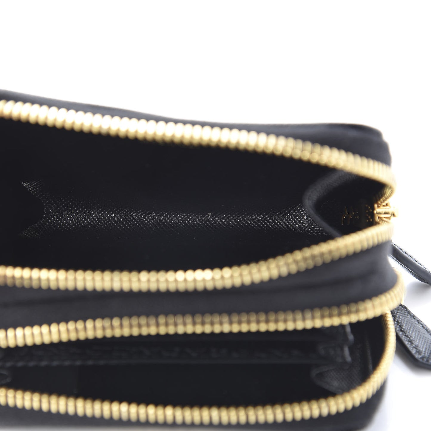Saffiano Metal Double Zip Coin Purse Black