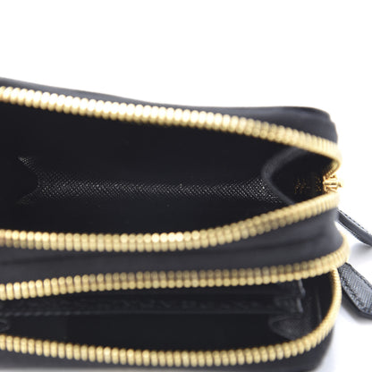 Prada Saffiano Metal Double Zip Coin Purse Black 5 of 10