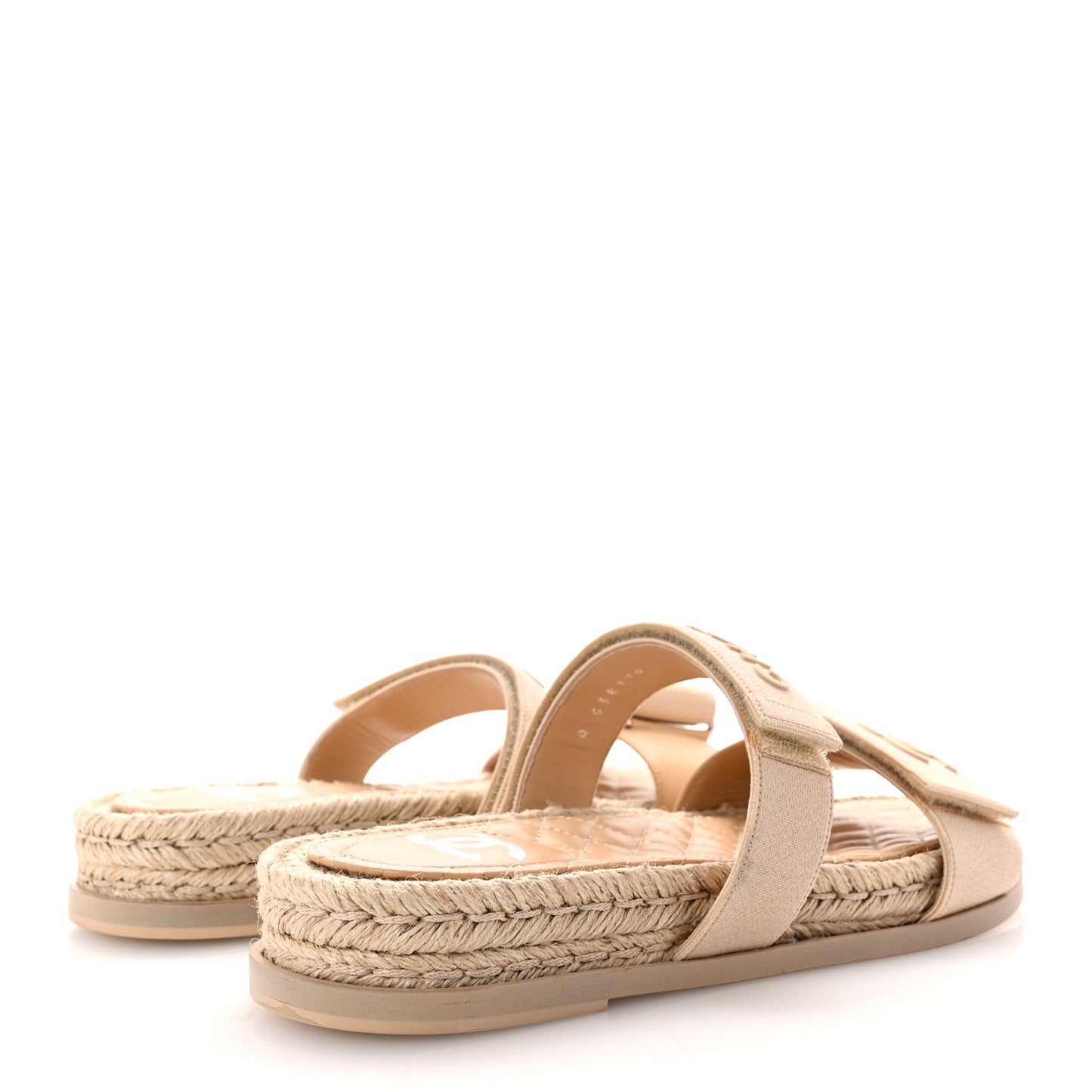 Grosgrain Lambskin Elastic Flat Mules 39 Beige