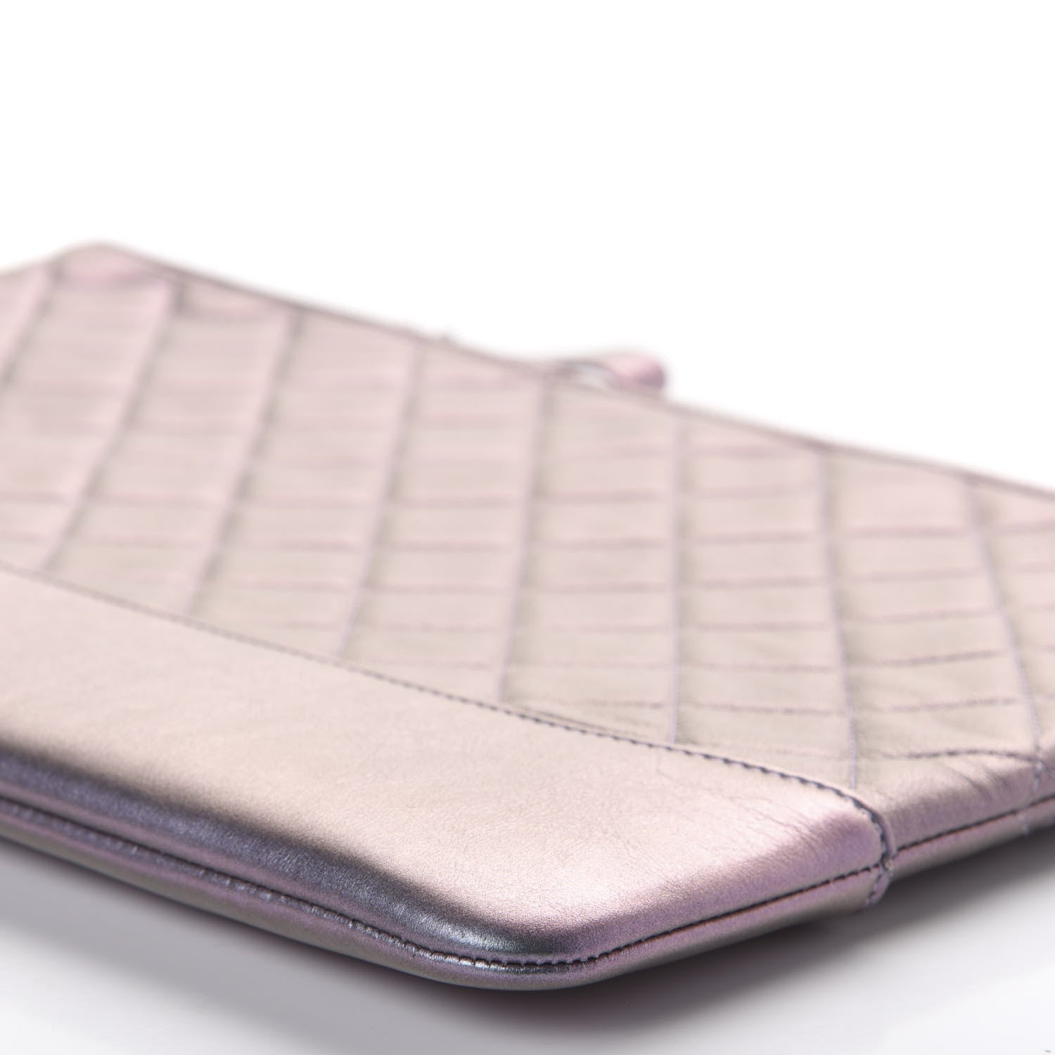 Chanel Iridescent Lambskin Quilted Large Gabrielle Cosmetic Case Light Purple 6 of 8