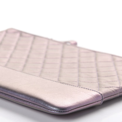 Chanel Iridescent Lambskin Quilted Large Gabrielle Cosmetic Case Light Purple 6 of 8