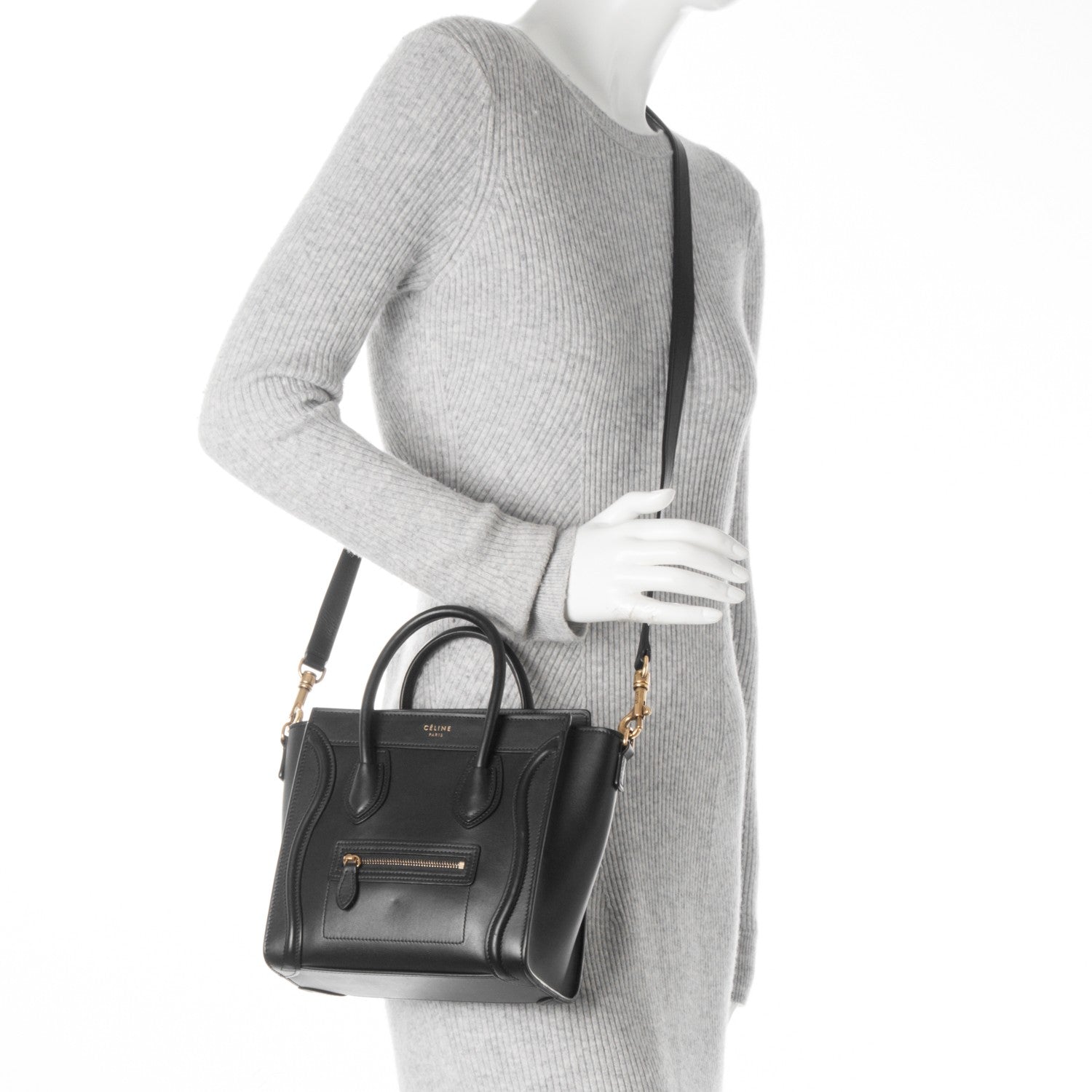 Celine Smooth Calfskin Nano Luggage Black 2 of 7
