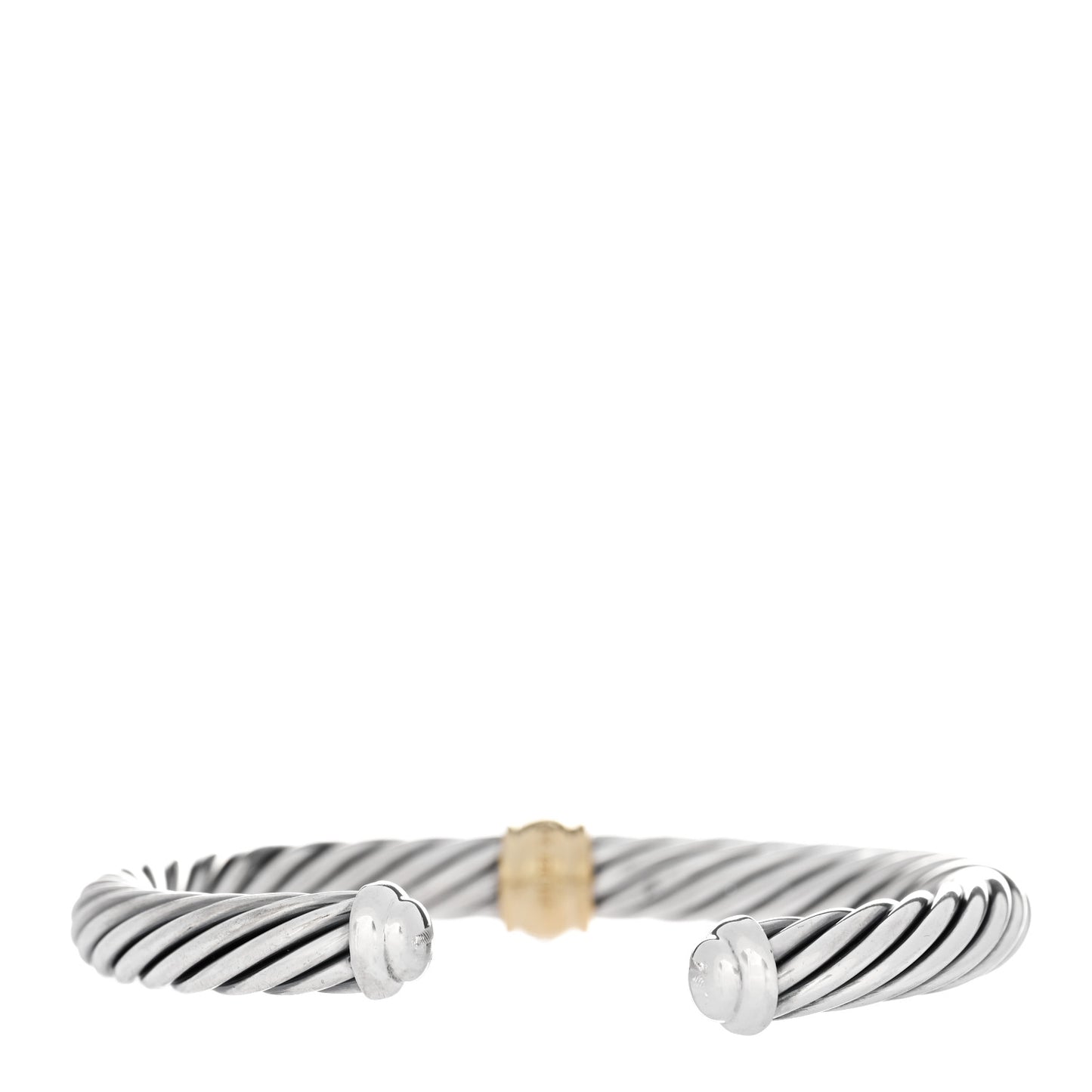 Sterling Silver 18K Yellow Gold Diamond 7mm Cable Classics Station Bracelet
