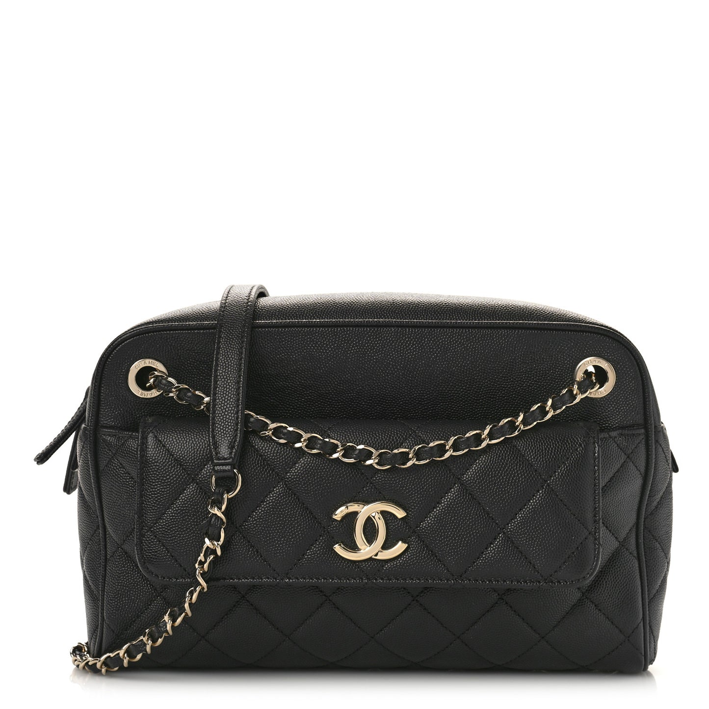 Caviar Quilted Medium In & Out Camera Case Black