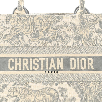 Christian Dior Canvas Embroidered Medium Dioriviera Toile De Jouy Book Tote Gray 8 of 11