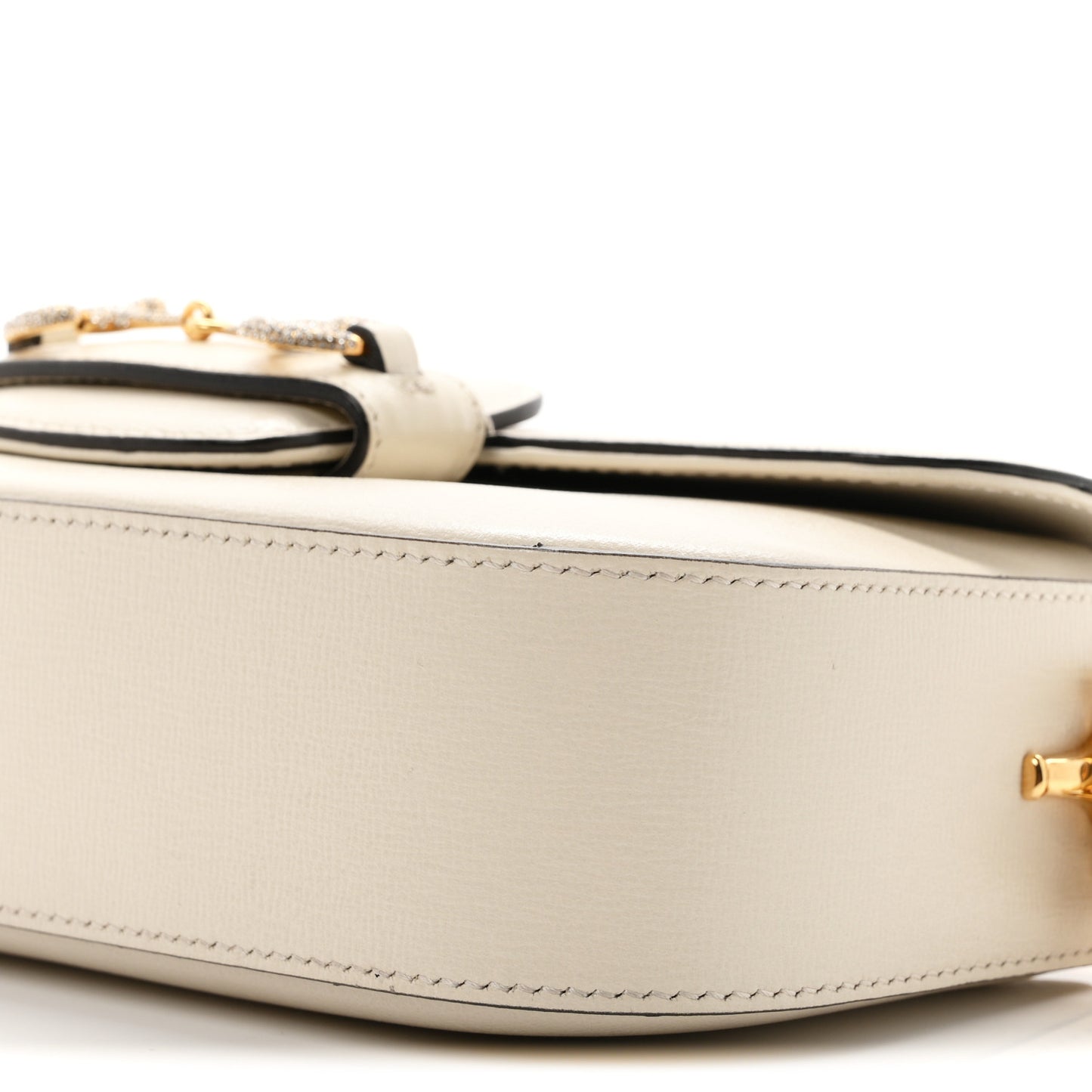 Azalea Calfskin Crystal Small Horsebit 1955 Chain Shoulder Bag White
