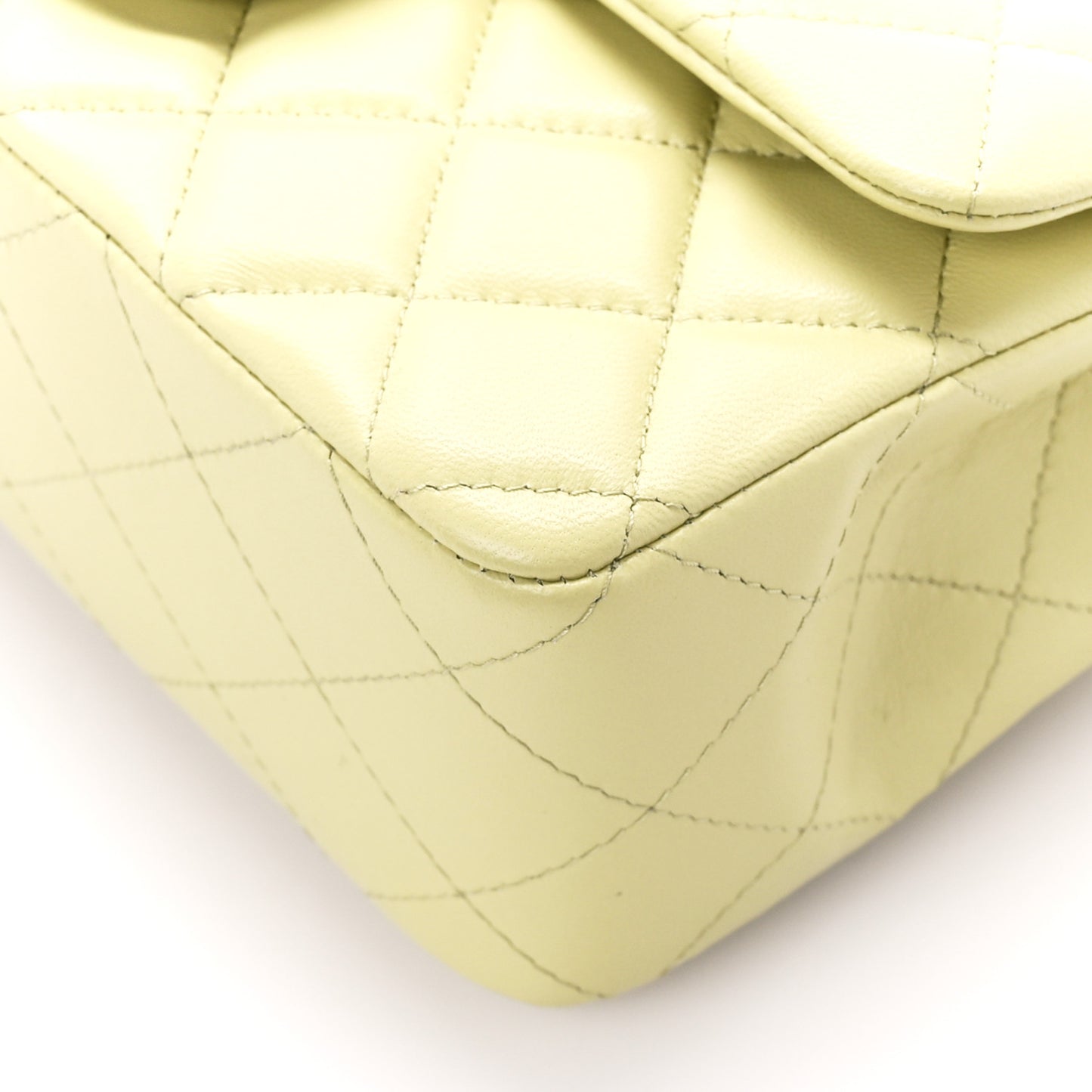 Lambskin Quilted Mini Rectangular Flap Light Green