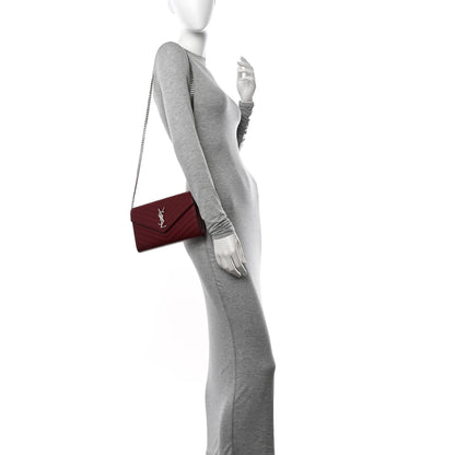 Saint Laurent Grain De Poudre Matelasse Chevron Monogram Chain Wallet Palissandre 3 of 11