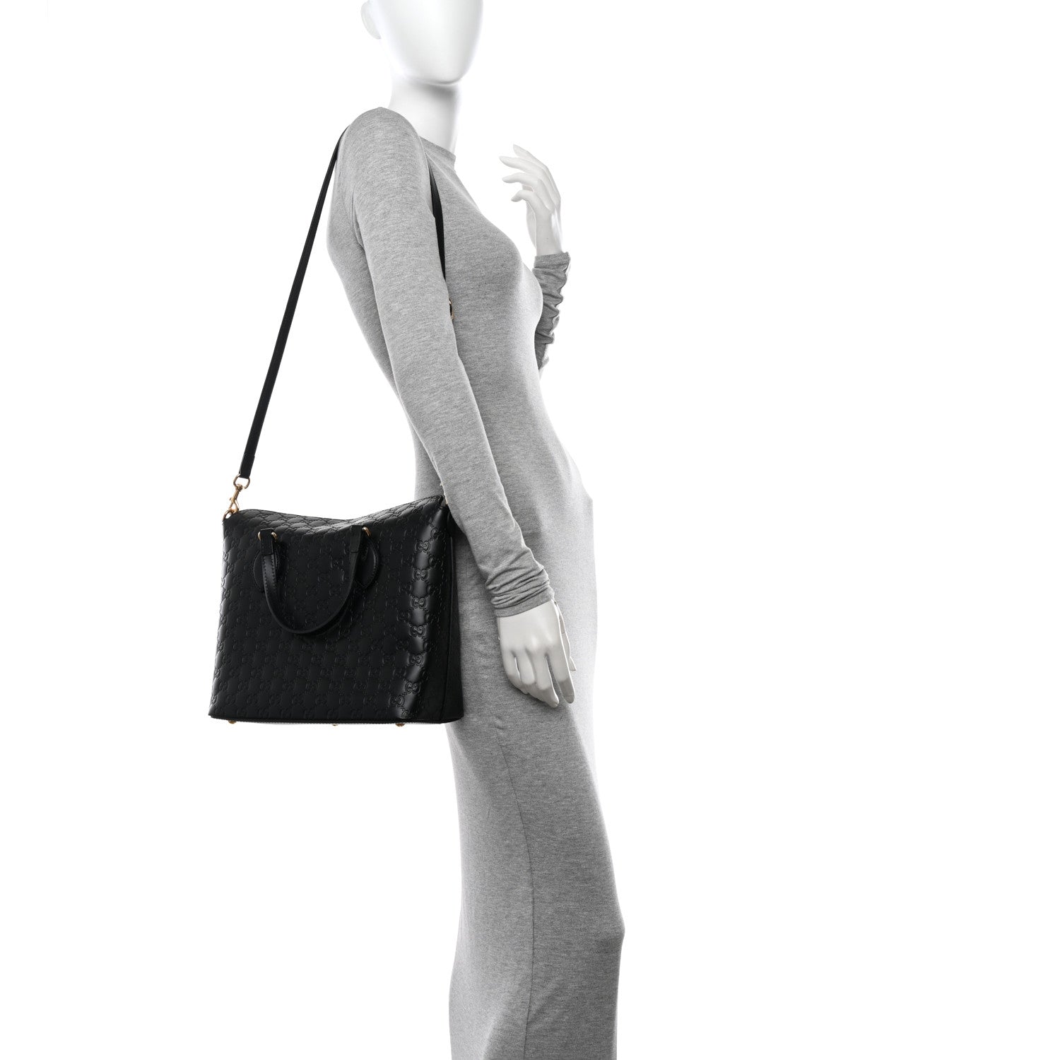 Gucci Guccissima Linea A Foldover Tote Black 2 of 11
