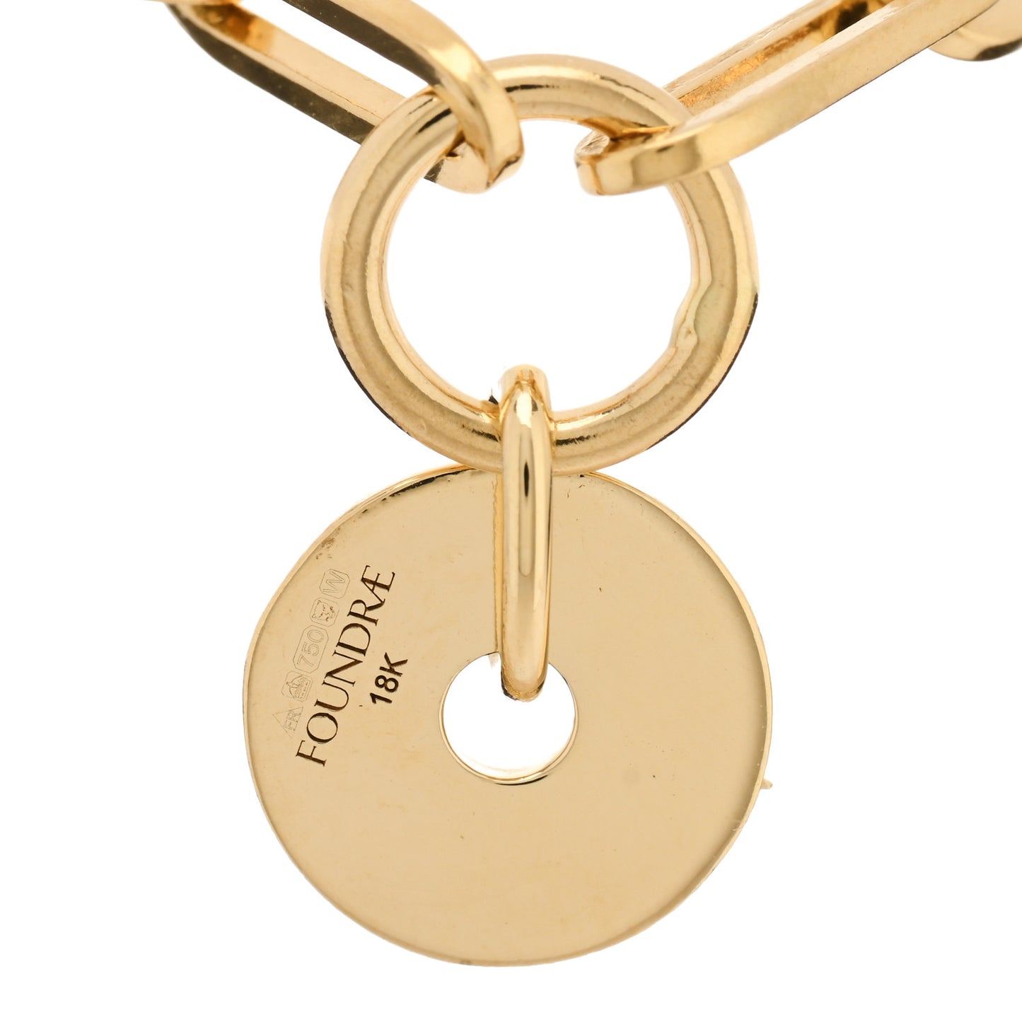 18K Yellow Gold Diamond Enamel Star Strength Disk Classic Fob Clip Bracelet Red