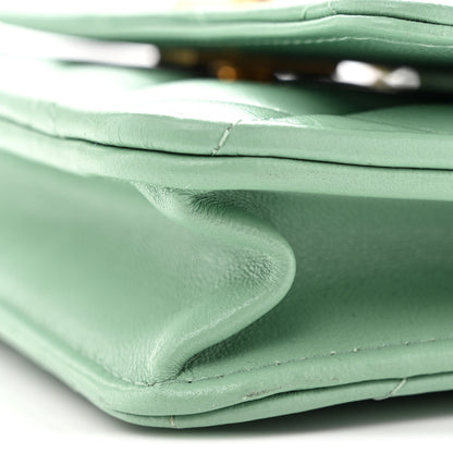 Chanel Lambskin Quilted Logo WOC Wallet On Chain Green 10 of 11