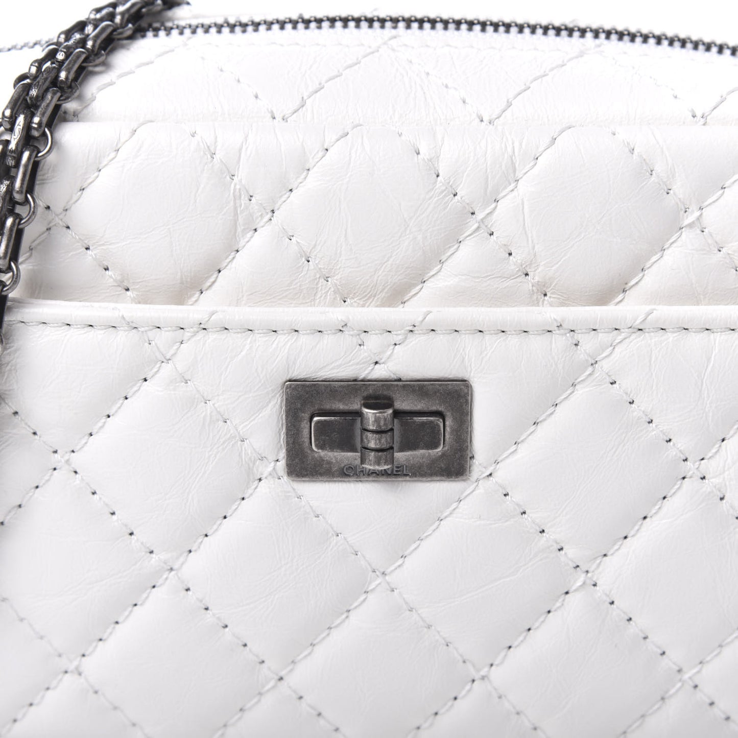 Aged Calfskin Quilted Mini Reissue Camera Case White