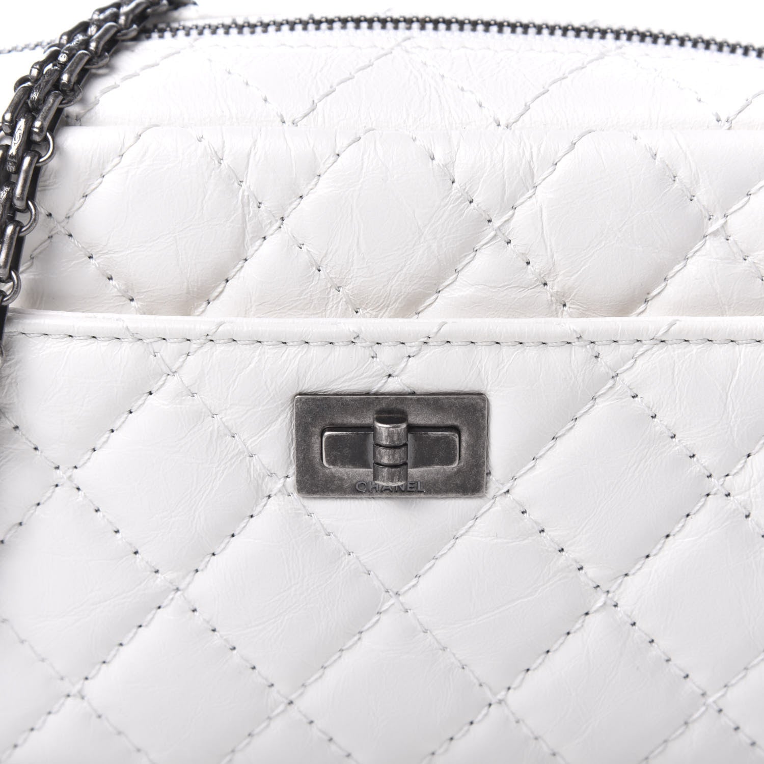 Chanel Aged Calfskin Quilted Mini Reissue Camera Case White 10 of 10