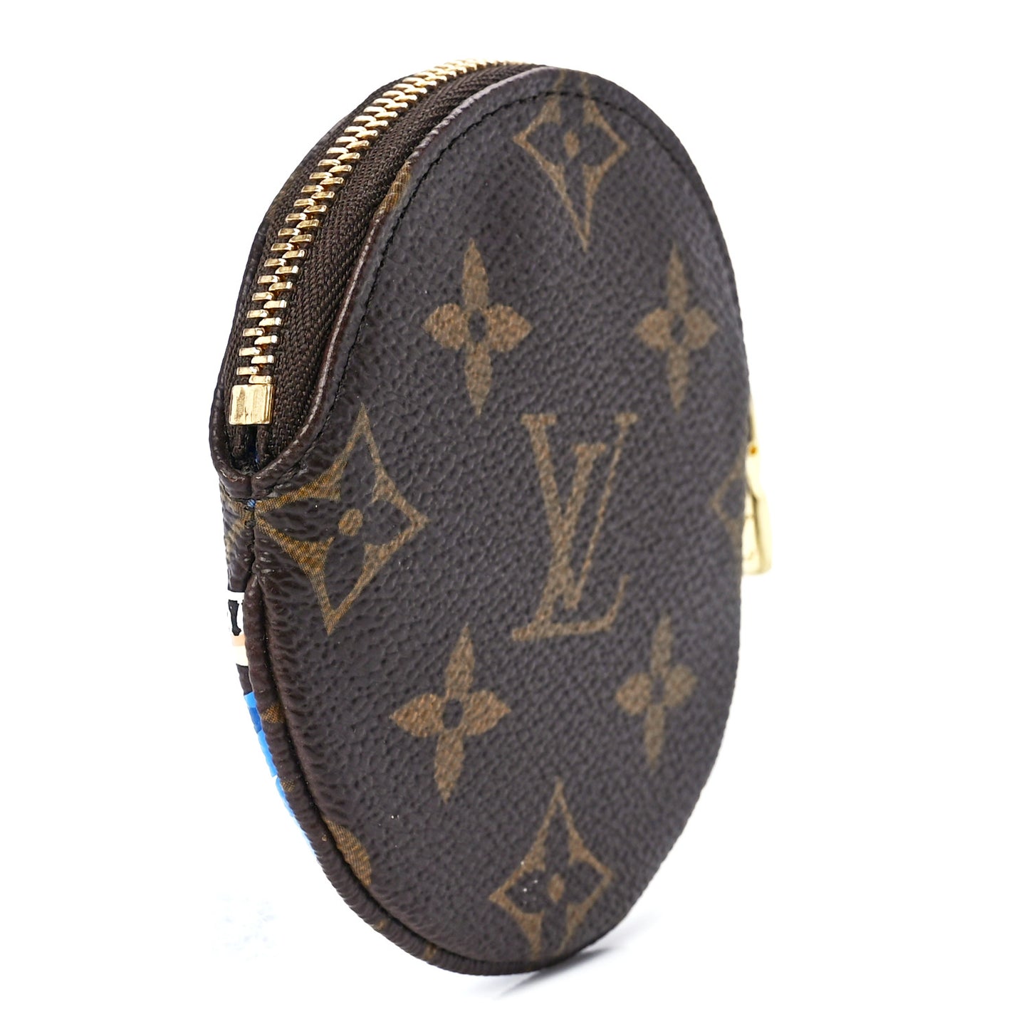 Monogram 2019 Christmas Animation Round Coin Purse Blue