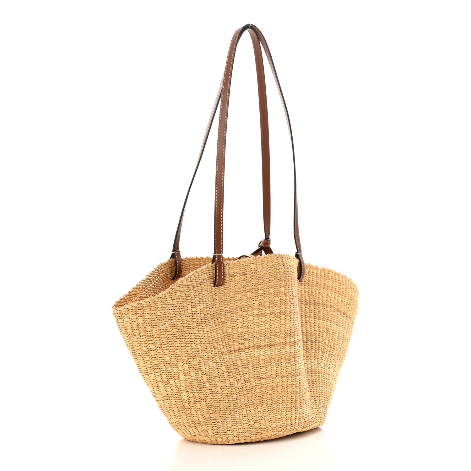 Loewe Calfskin Raffia Paulas Ibiza Small Basket Tote Bag Natural Tan 3 of 10