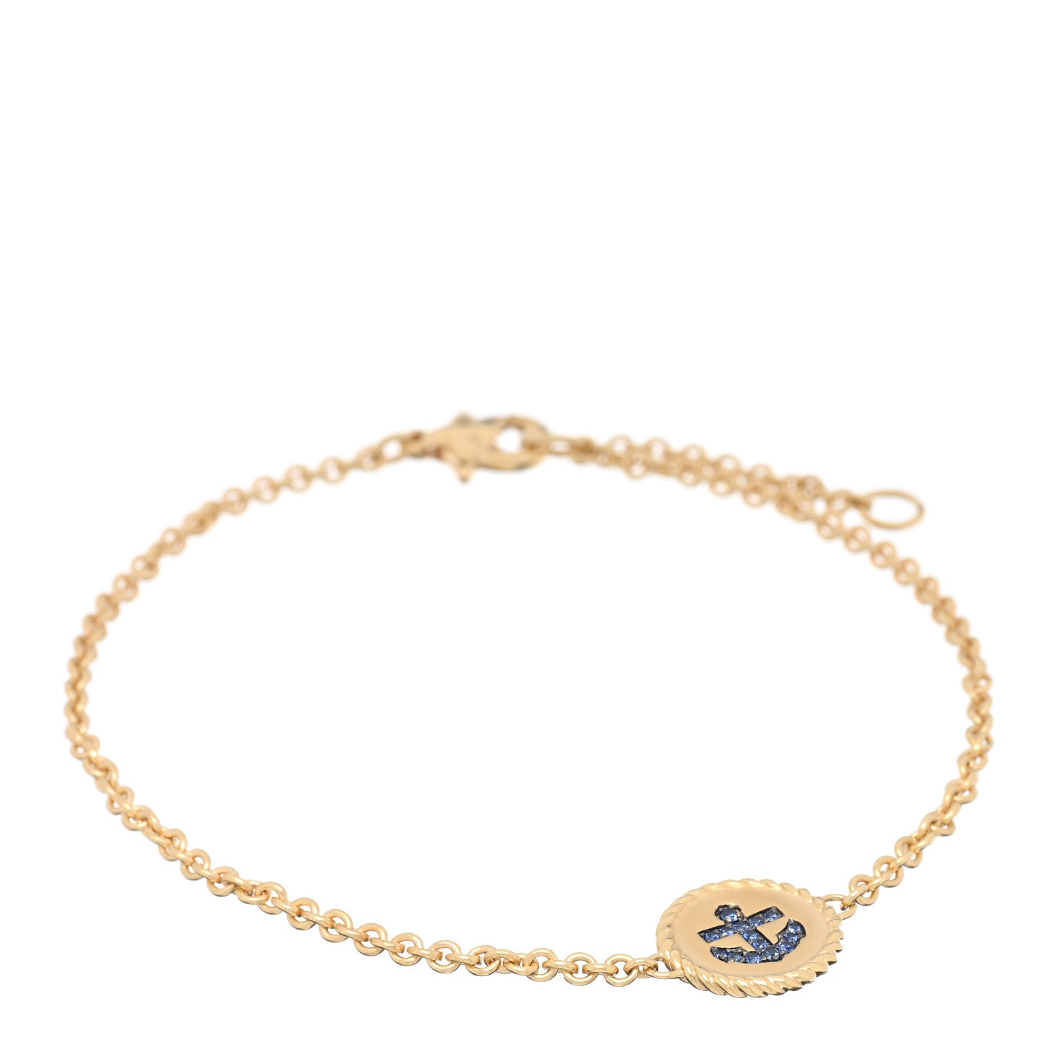 David Yurman 18K Yellow Gold Blue Sapphire Cable Collectibles Anchor Bracelet 1 of 3