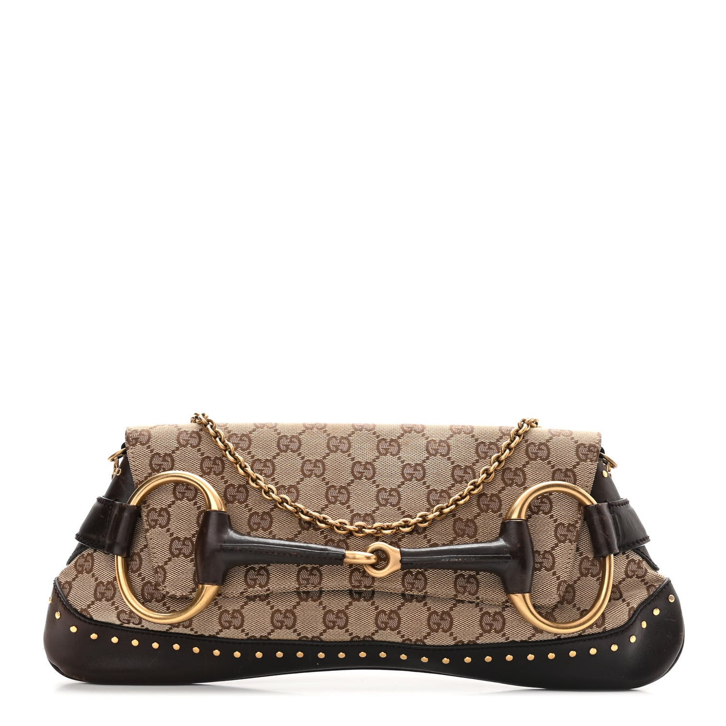 Monogram Horsebit Clutch Dark Brown