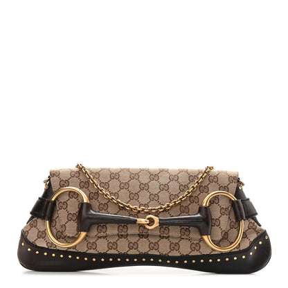 Gucci Monogram Horsebit Clutch Dark Brown 1 of 18