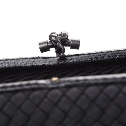 Bottega Veneta Satin Ayers Intreccio Impero Stretch Knot Clutch Black 7 of 7