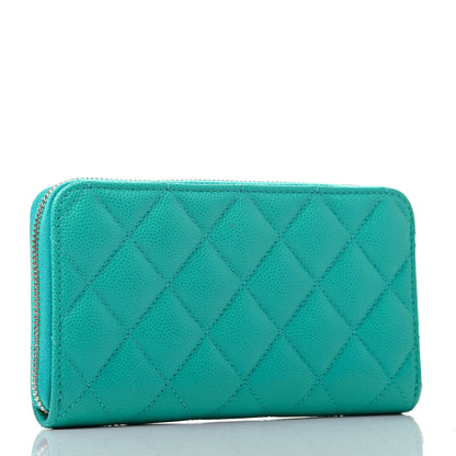 Chanel Caviar Quilted Small Zip Around Wallet Turquoise 3 of 10