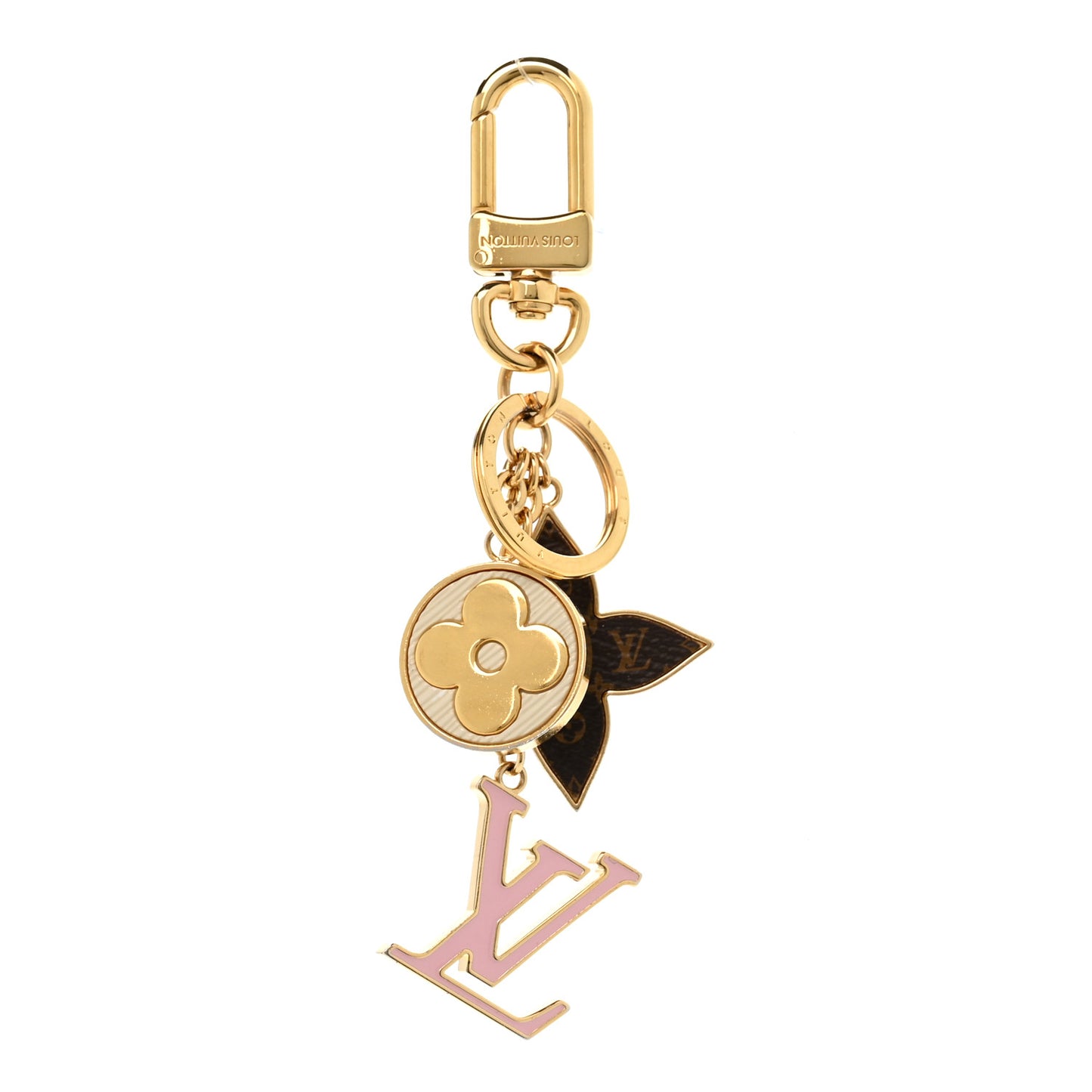 Metal Monogram Epi Spring Street Bag Charm Key Holder Gold