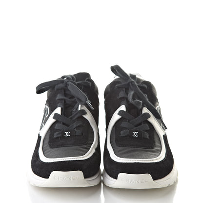 Chanel Fabric Calfskin Suede CC Womens Sneakers 38 Black 2 of 10