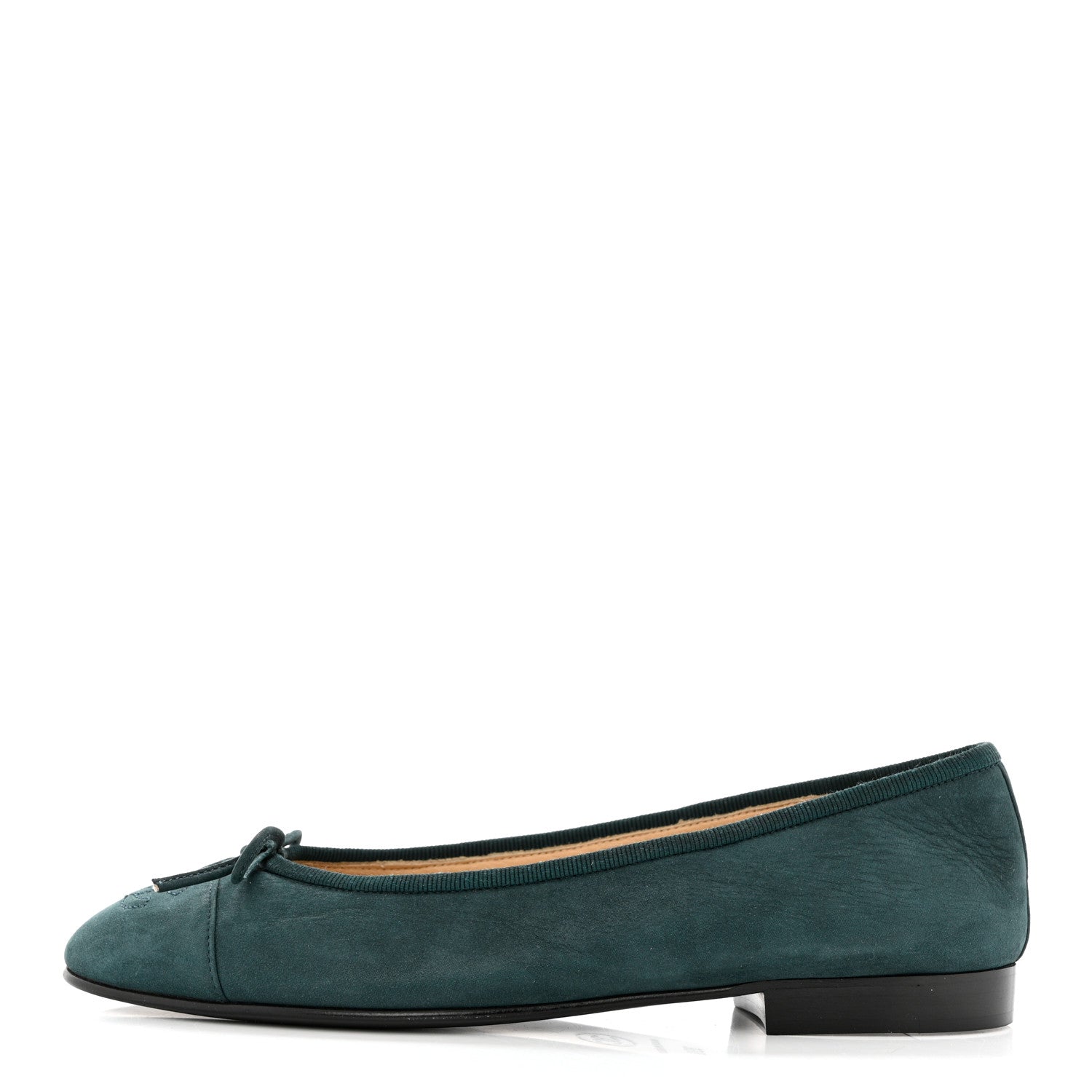 Chanel Suede Cap Toe CC Ballerina Flats 35.5 Turquoise 1 of 12