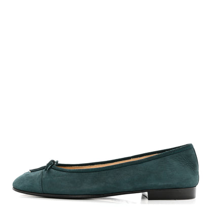 Chanel Suede Cap Toe CC Ballerina Flats 35.5 Turquoise 1 of 12