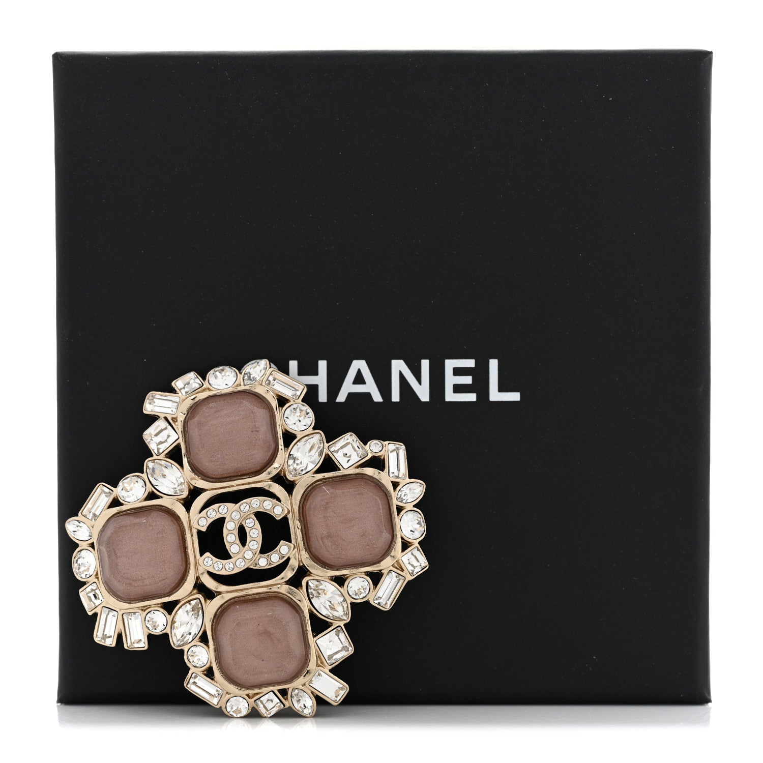 Chanel Crystal Enamel CC Brooch Gold Pink 5 of 5