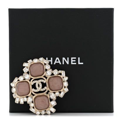 Chanel Crystal Enamel CC Brooch Gold Pink 5 of 5