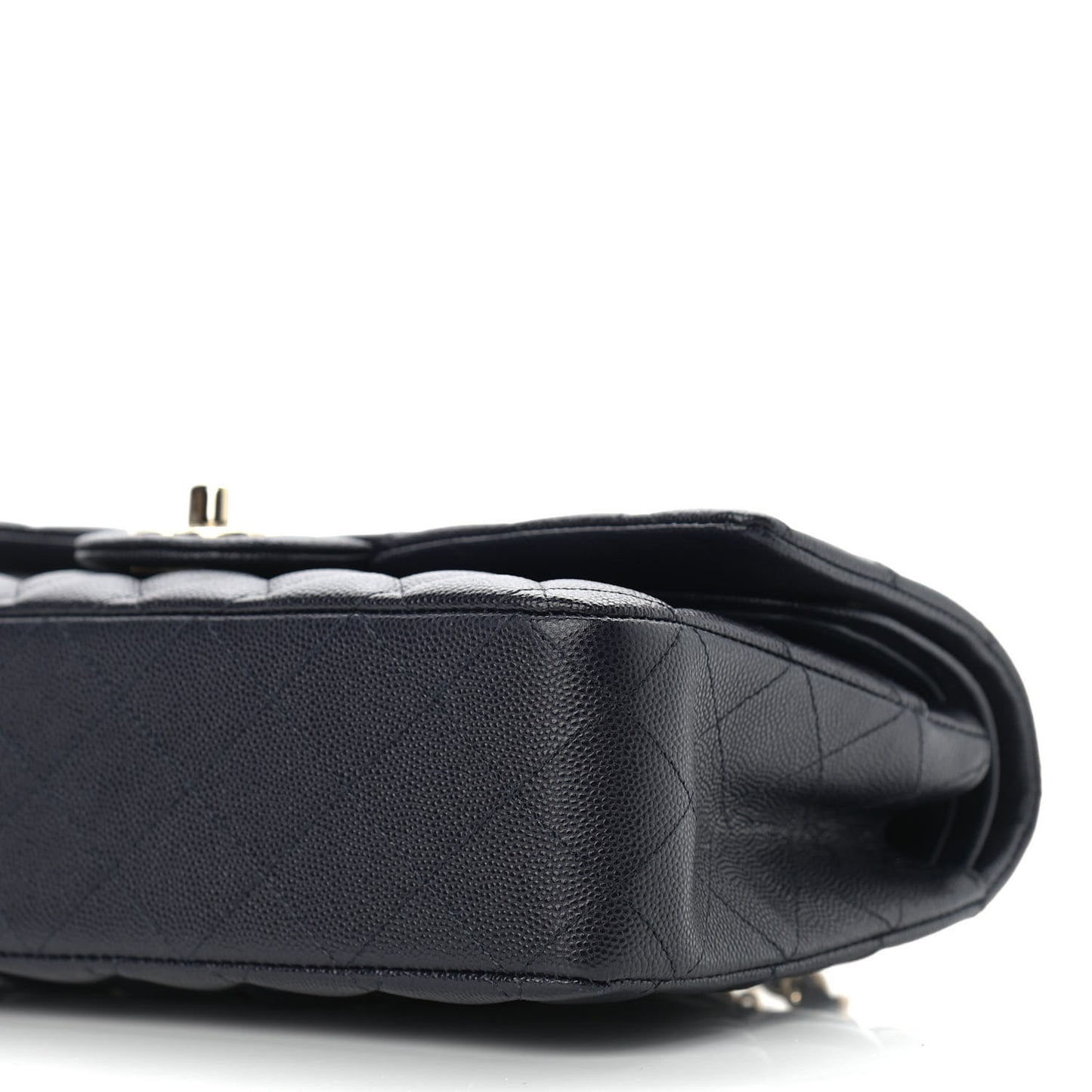 Caviar Quilted Medium Double Flap Navy
