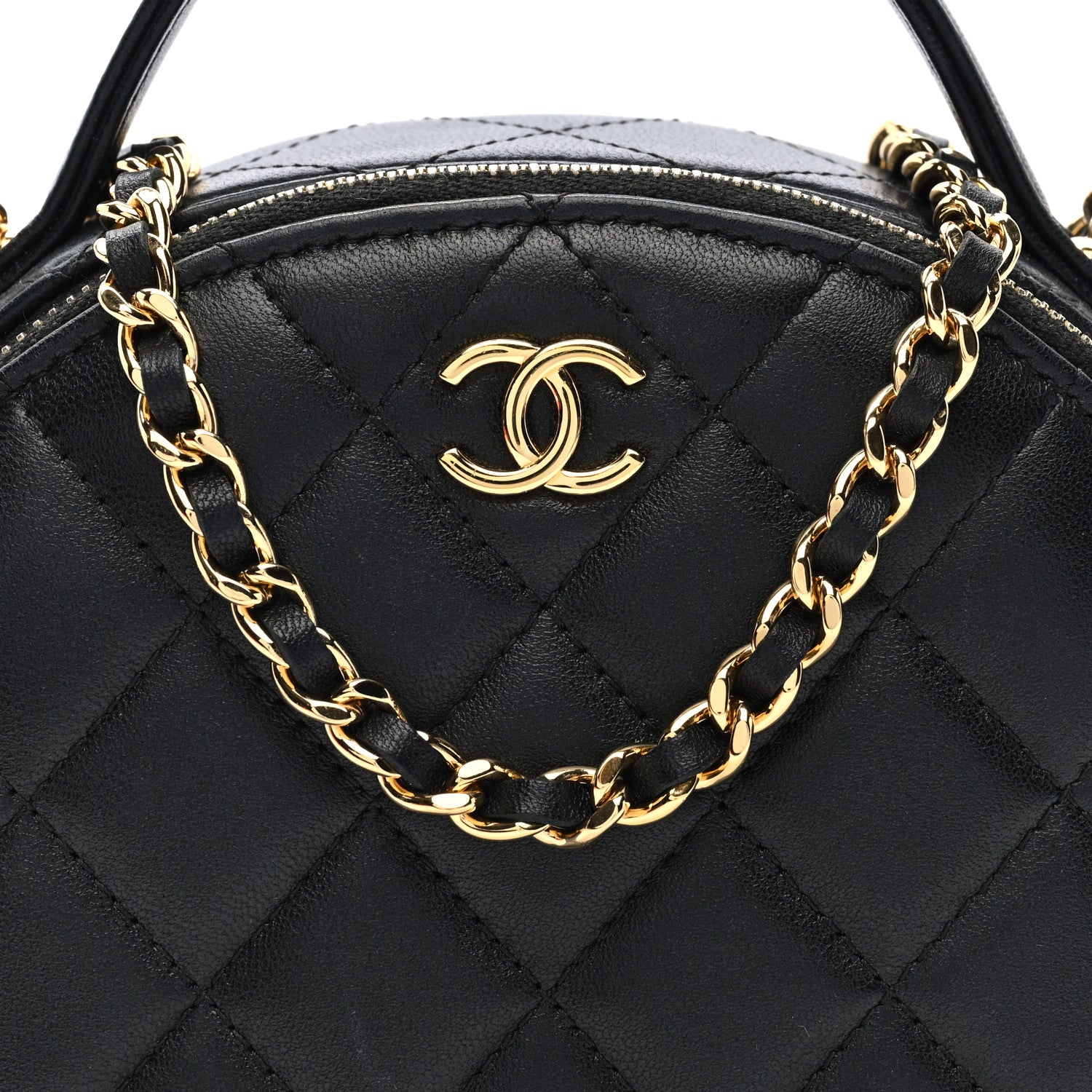 Chanel Lambskin Quilted Chic Riviera Top Handle Vanity Case Black 8 of 10